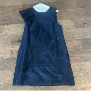 Ted Baker London - Eyelet Midnight Blue Dress with Ruffle Accent